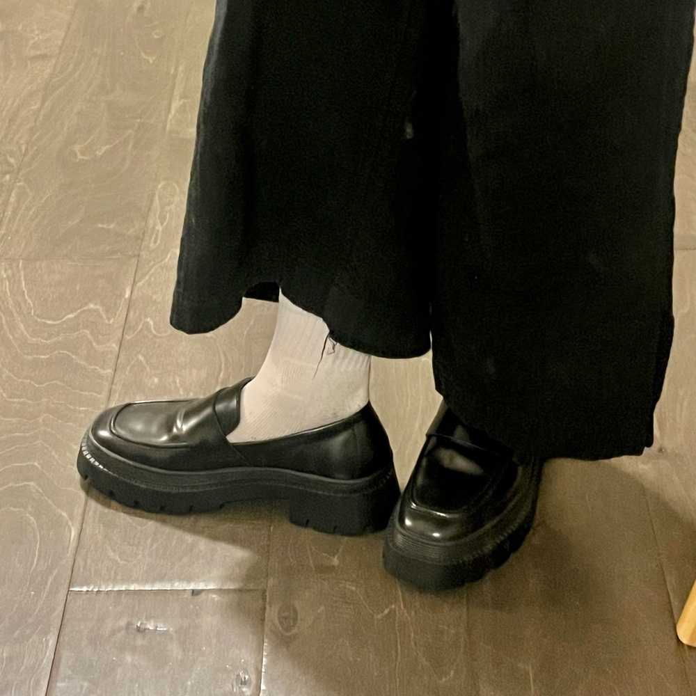 Walk London Black Leather Loafers